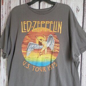 Led Zeppelin US Tour 1975 T-Shirt XXL Band Music Angel Wings Men Cotton